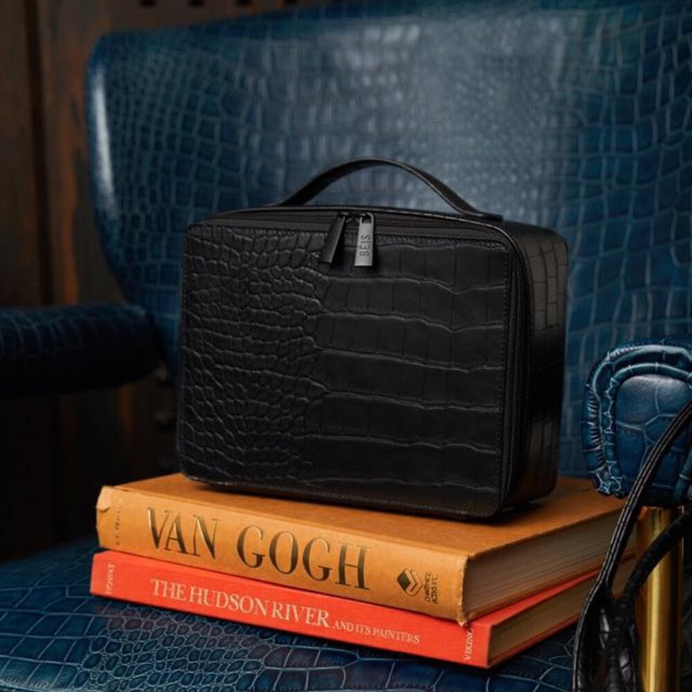 BEIS The Cosmetic Case in Black Croc (Limited Edition)